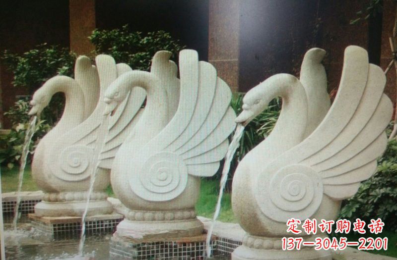 信阳天鹅之美,汉白玉喷水天鹅石雕
