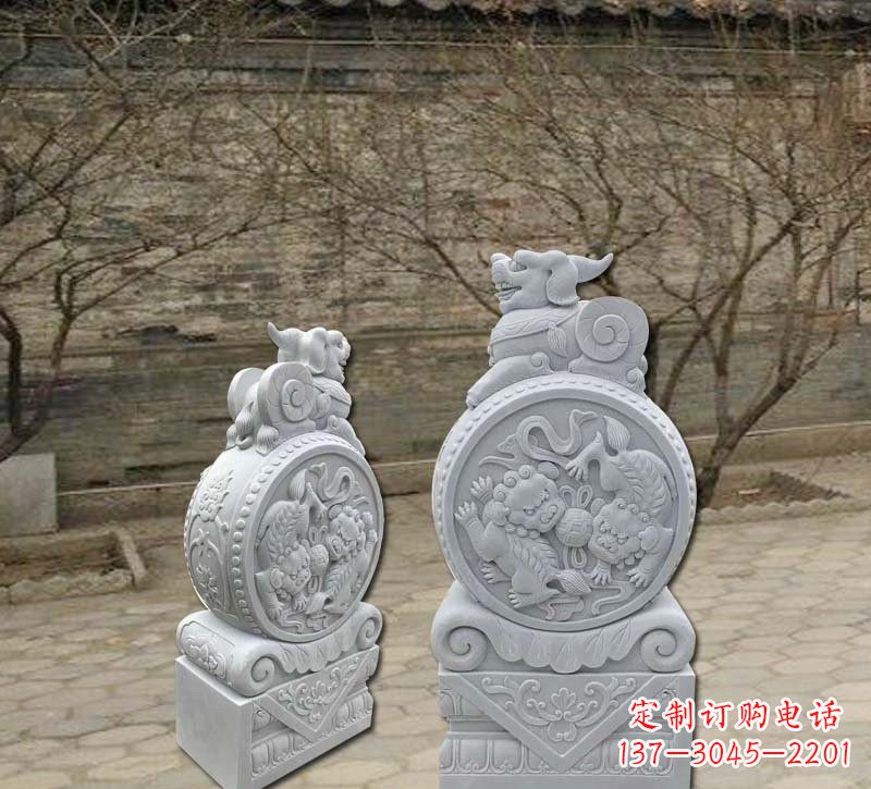 信阳汉白玉貔貅门墩