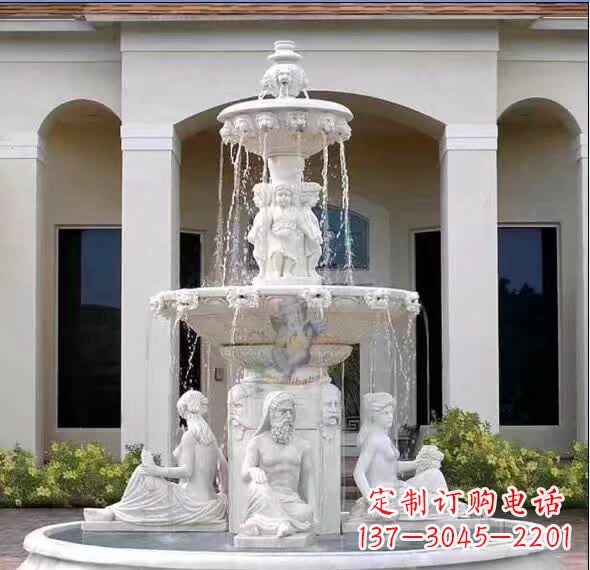 信阳汉白玉精美完美的喷泉雕塑