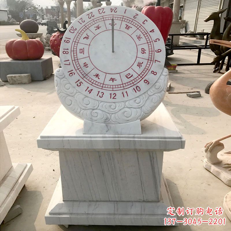 信阳精美汉白玉日晷石雕,给您带来精致的收藏价值