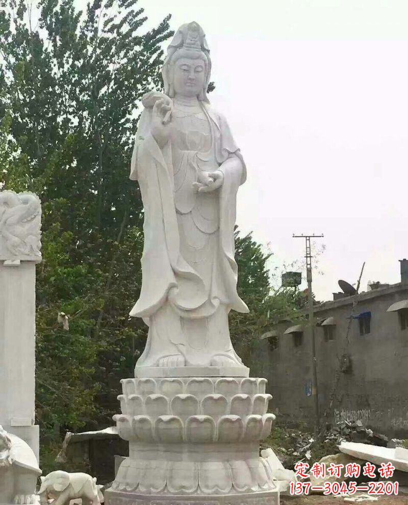 信阳汉白玉洒水观音驻颜祥和