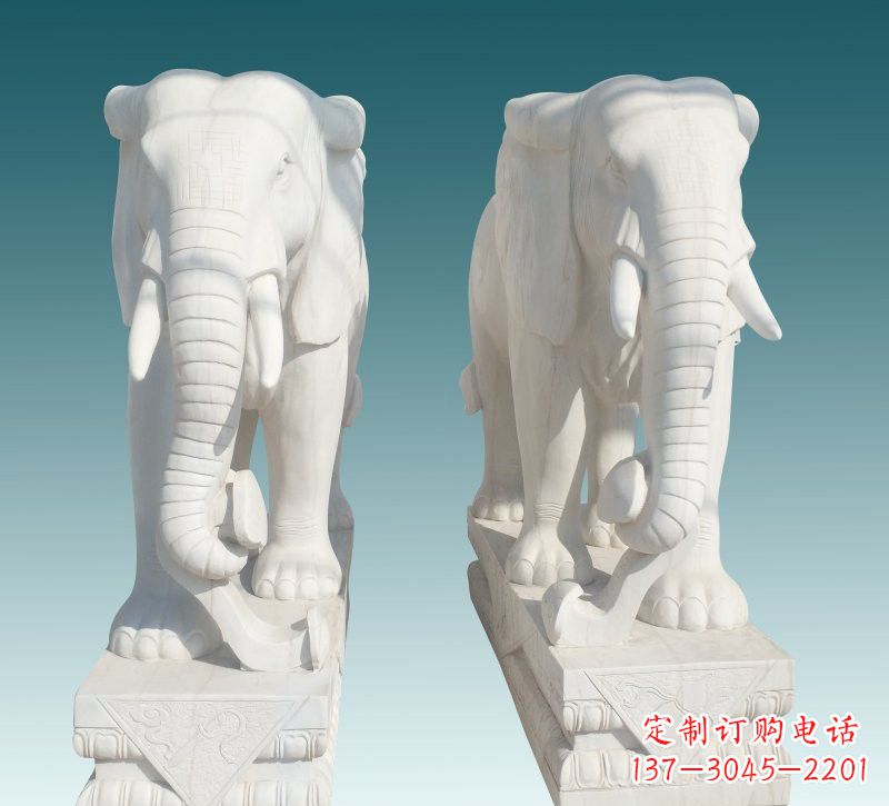 信阳昂贵的汉白玉大象雕塑,招财又招福
