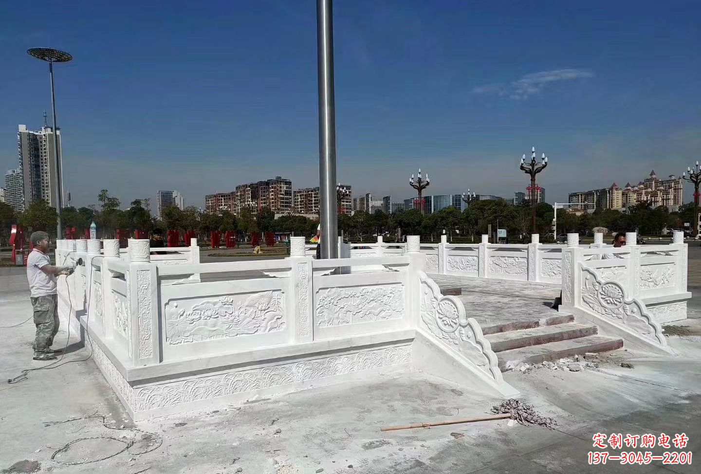 信阳汉白玉升旗台 广场校园石雕栏板雕塑