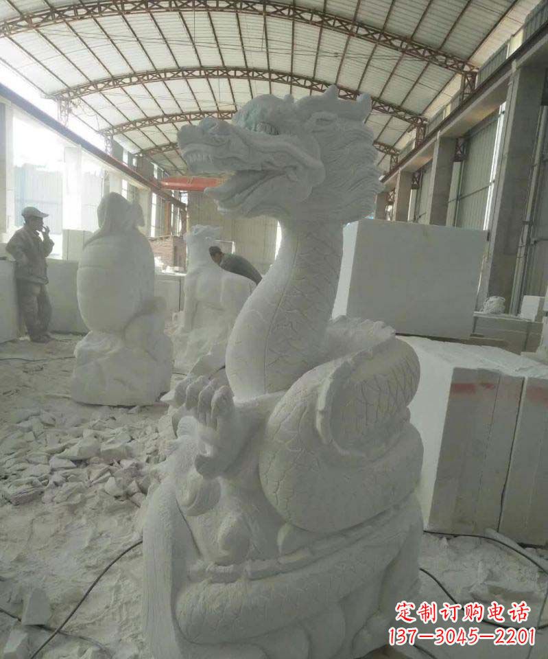 信阳高品质汉白玉生肖龙雕塑