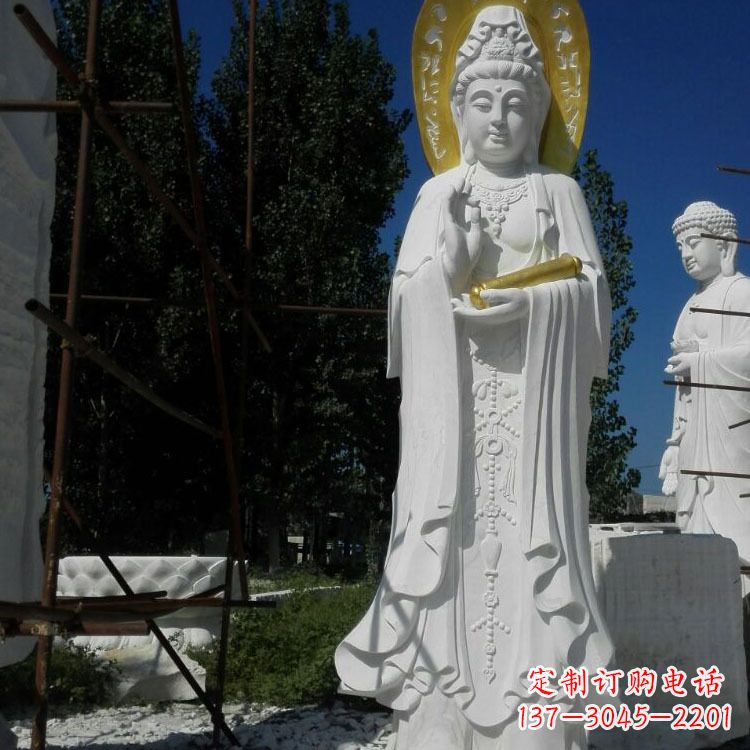 信阳汉白玉石雕佛像石头观音