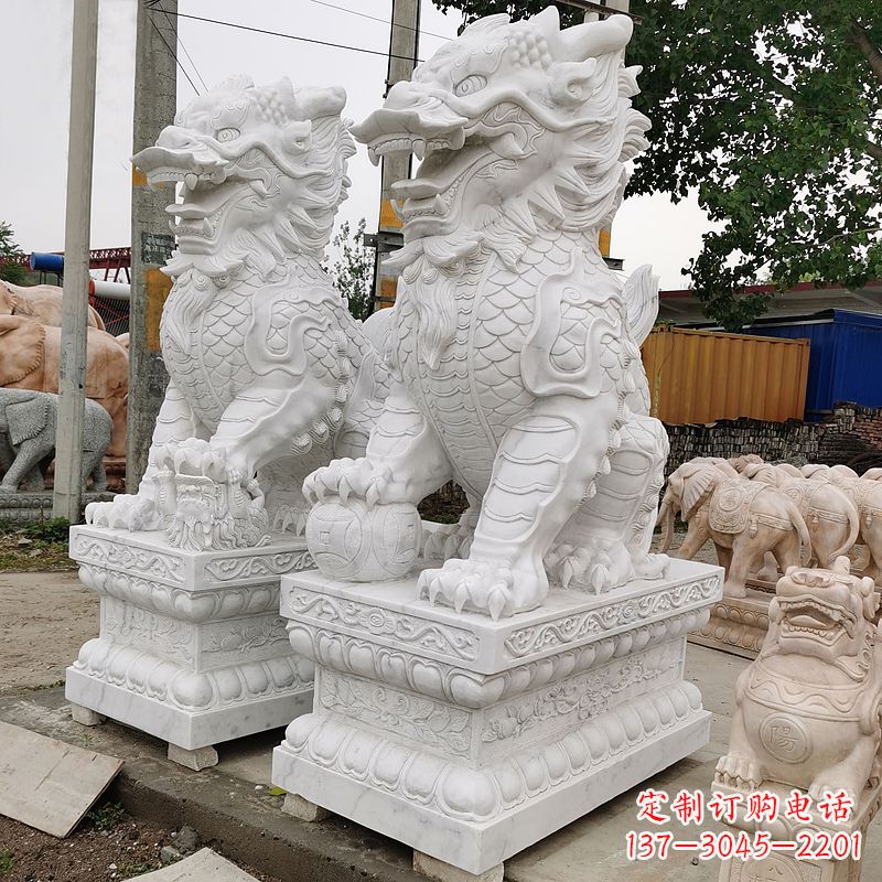 信阳汉白玉麒麟雕塑,承载古典之美
