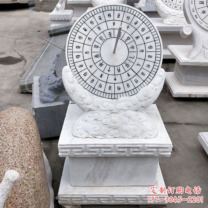 信阳汉白玉石日晷雕塑,专属的精美记忆