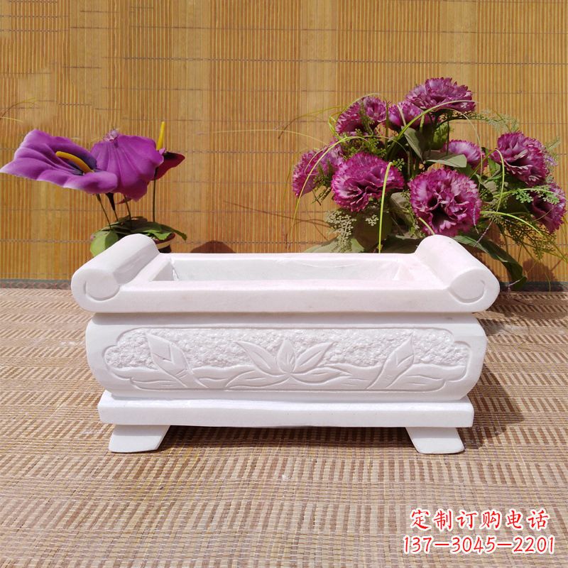 信阳汉白玉石特色香炉雕塑