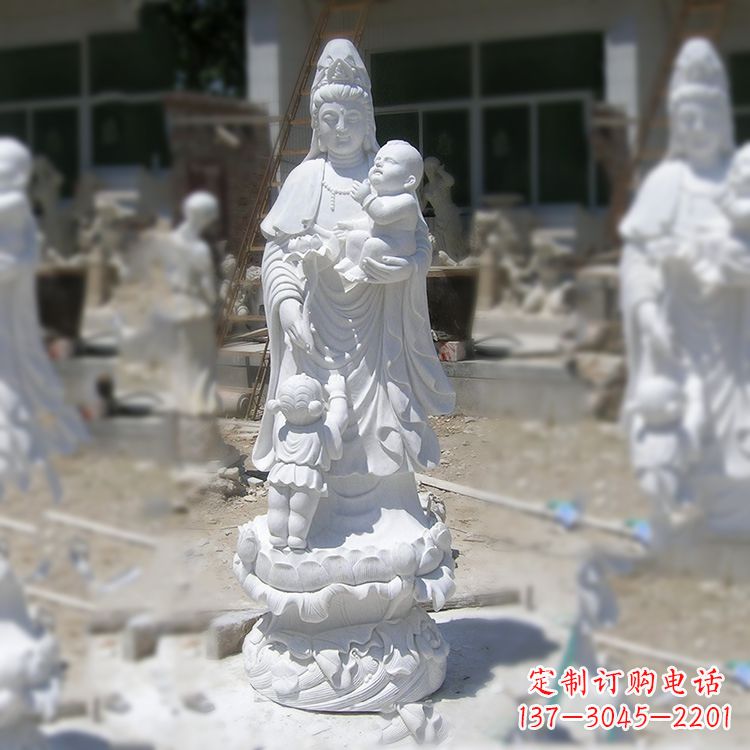 信阳汉白玉送子观音雕塑