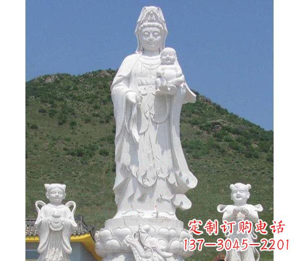 信阳汉白玉观音善财童子龙女雕塑