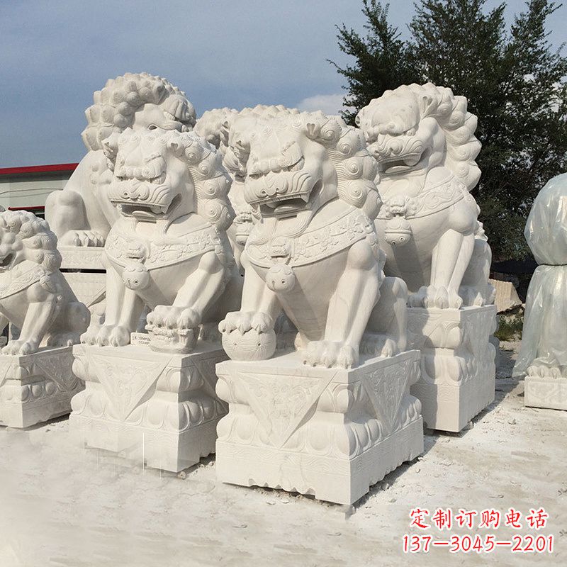 信阳历史悠久的汉白玉狮子雕塑