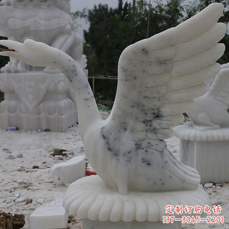 信阳汉白玉天鹅石雕,精美绝伦,令人叹为观止