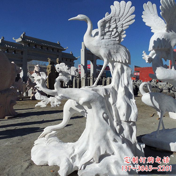 信阳汉白玉仙鹤景观石雕,让你的空间充满灵动之美