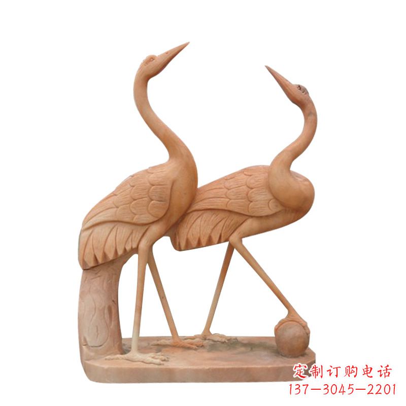 信阳汉白玉花仙鹤雕塑,是来自中领雕塑的一件精…