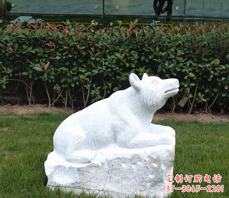 信阳唯美可爱的汉白玉小区动物熊雕塑