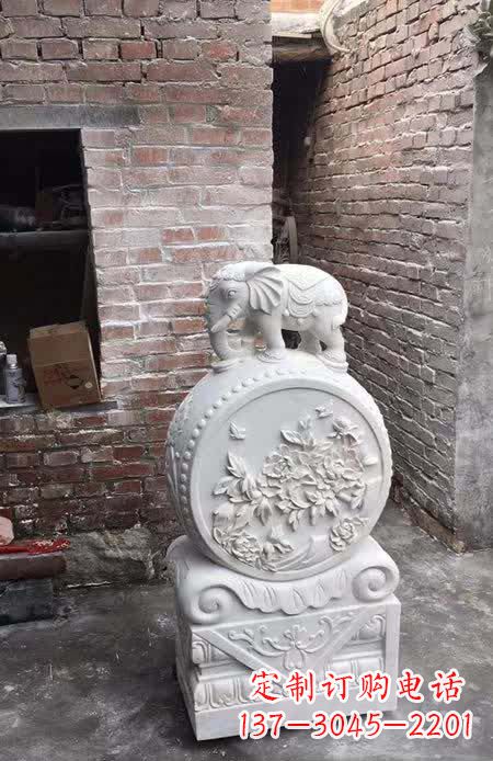 信阳汉白玉小象抱鼓石雕塑之美