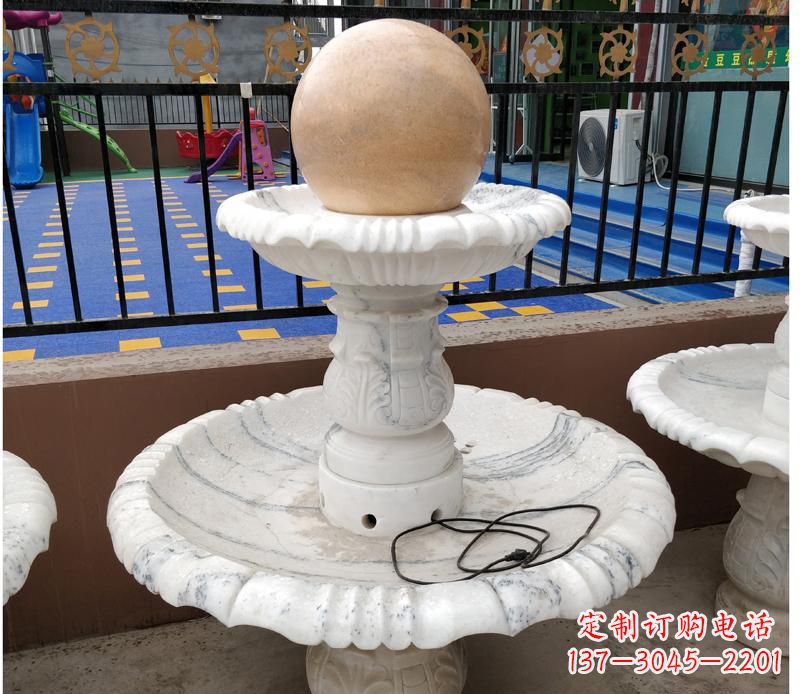 信阳高贵典雅的汉白玉风水球雕塑