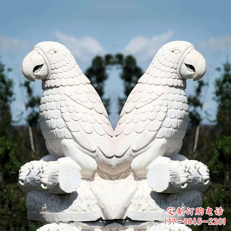 信阳汉白玉鹦鹉石雕,令你赏心悦目