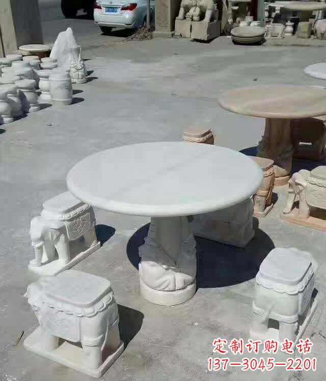 信阳百变汉白玉圆形石桌凳,让家居更具格调