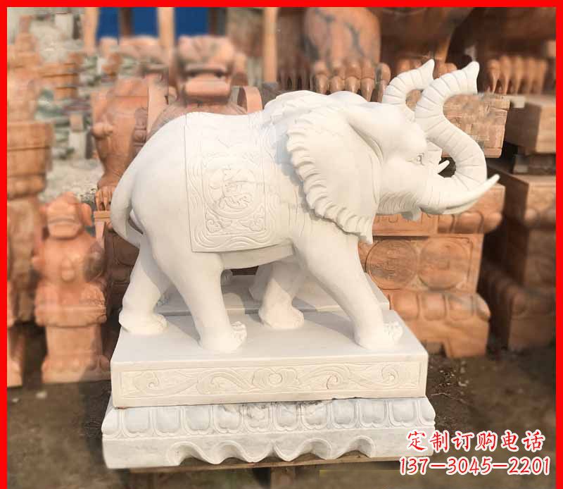 信阳汉白玉招财大象雕塑