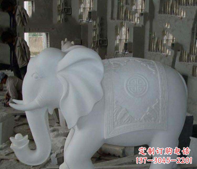 信阳汉白玉大象雕塑,带来好运