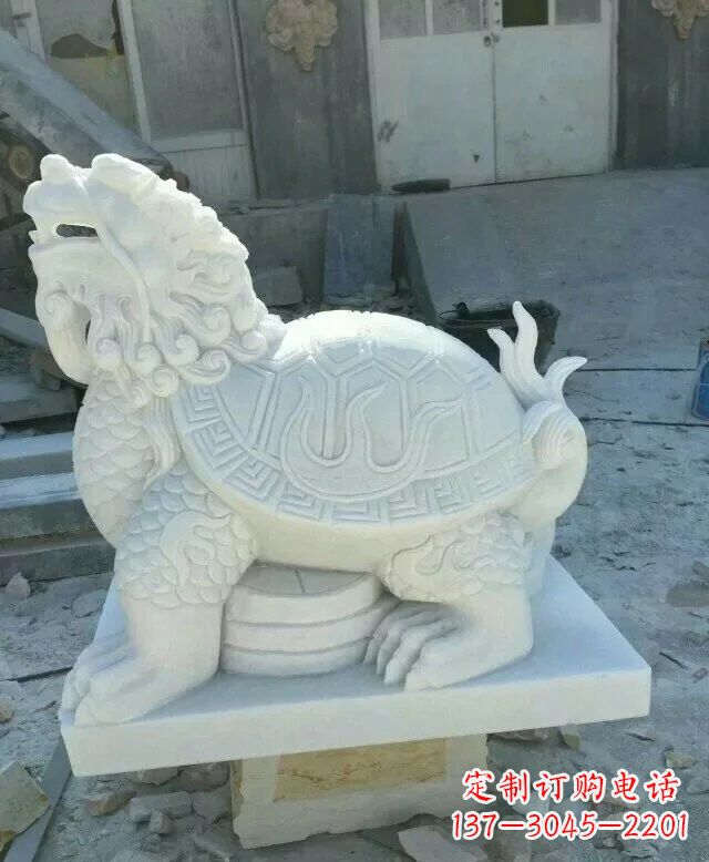 信阳汉白玉招财龙龟石雕