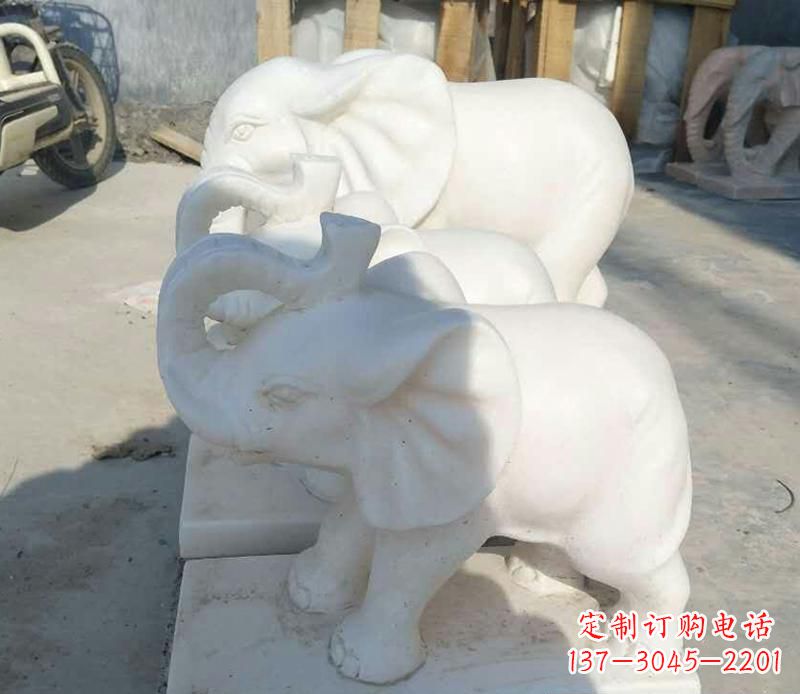 信阳高端汉白玉招财小象雕塑