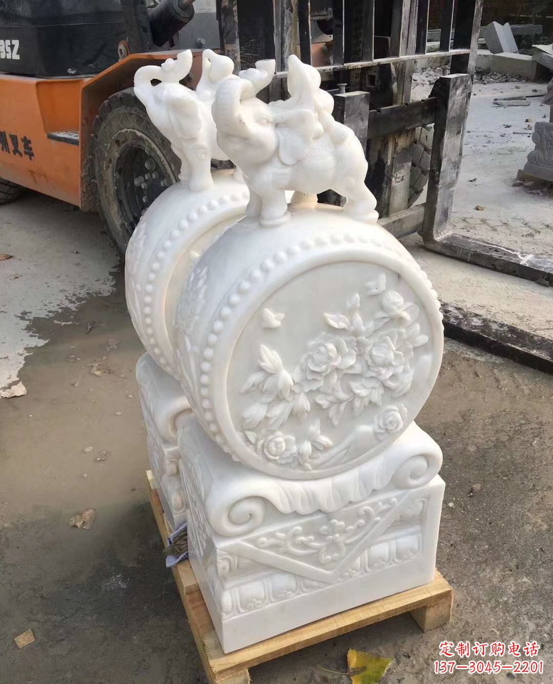 信阳精致小象招财石门墩,树立你的百年吉祥