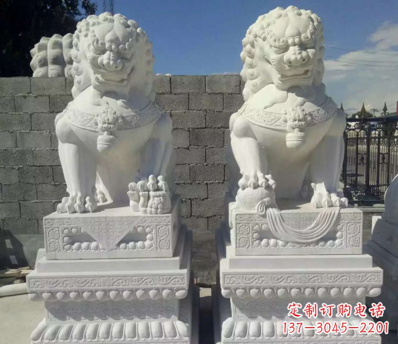信阳汉白玉镇宅狮子石雕,完美贴近生活