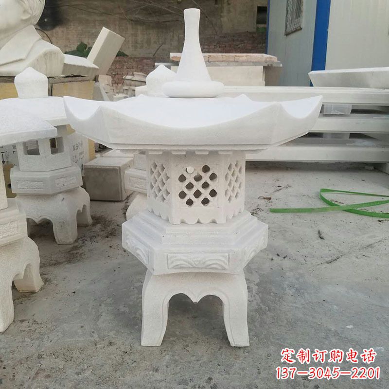 信阳汉白玉中式石雕灯笼