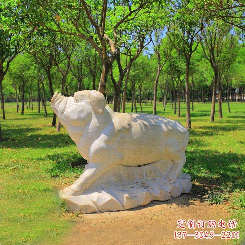信阳传统十二生肖精美手工猪石雕动物雕塑