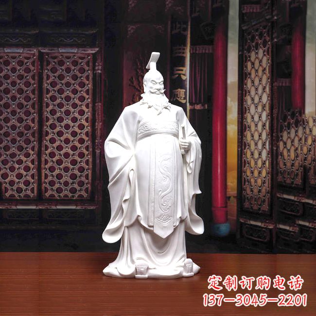 信阳汉白玉石雕刻,高贵内敛的汉武帝刘彻汉雕像