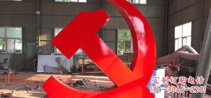 信阳河南不锈钢党徽雕塑,精致而完美