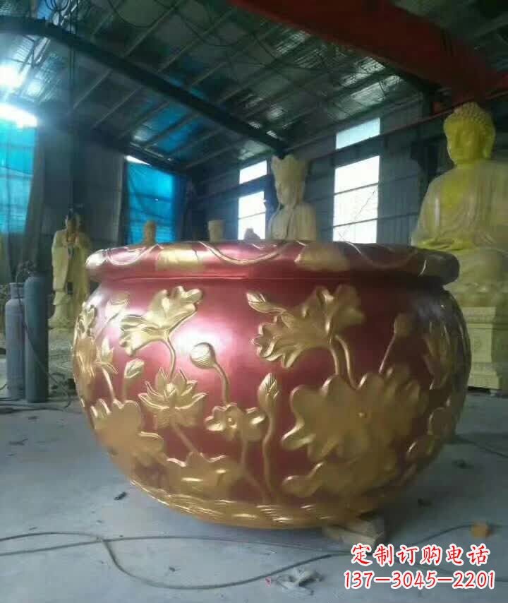 信阳荷花水缸铜雕塑,高雅奢华!