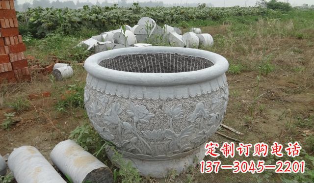 信阳荷花花盆公园景观石雕,千般美妙一览无余