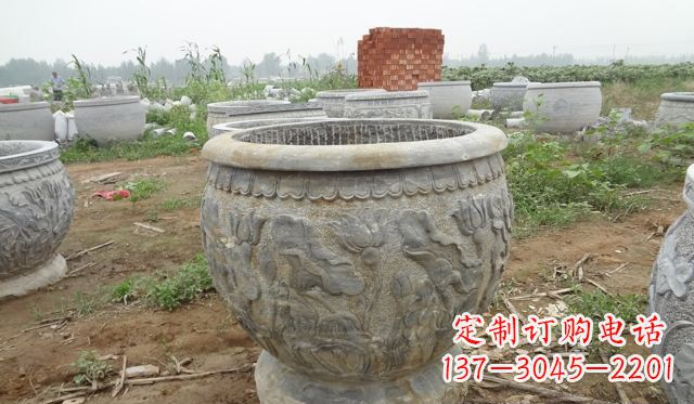 信阳荷花花盆公园景观石浮雕