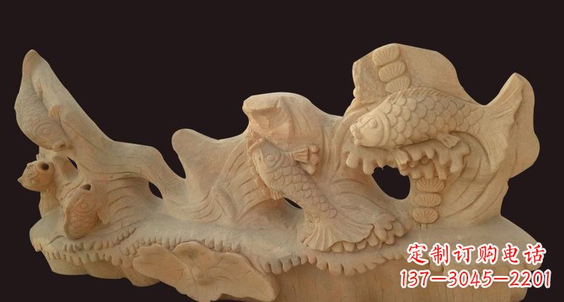 信阳荷花鲤鱼石雕,精美绝伦