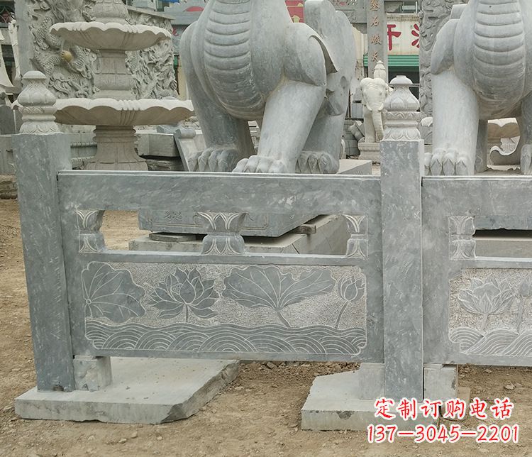 信阳荷花石浮雕仿古栏板石雕