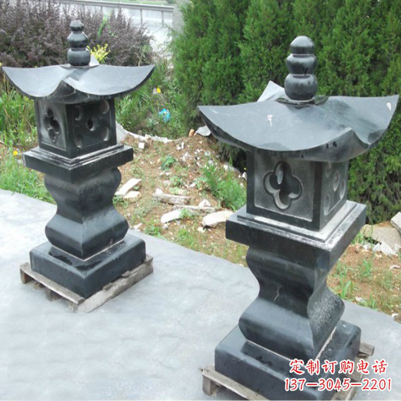 信阳黑曜石材质灯笼雕塑