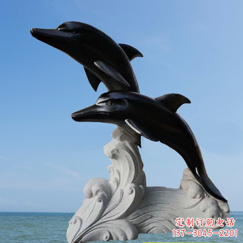 信阳黑曜石海豚石雕,让您的家园更加精美