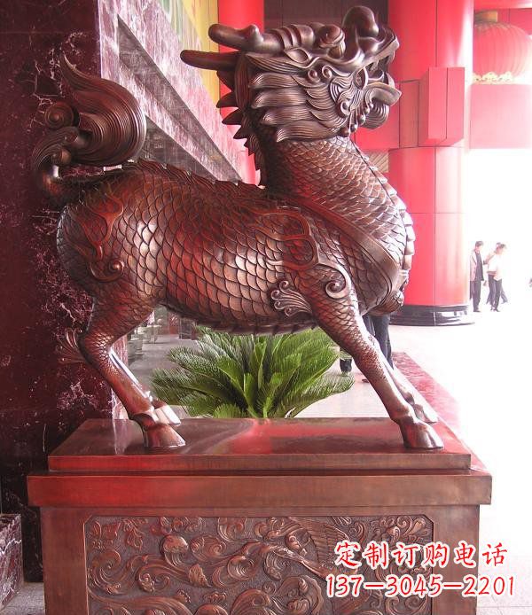 信阳红铜麒麟神兽铜雕