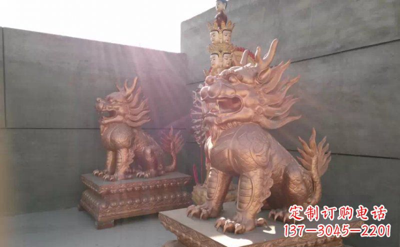 信阳红铜麒麟古代神兽铜雕