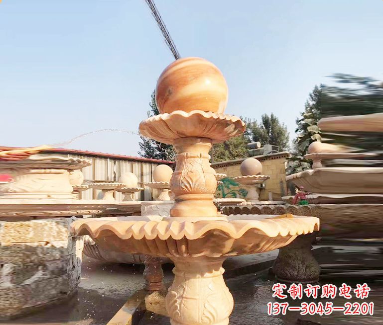 信阳湖北石雕风水球喷泉——精品水泵雕塑
