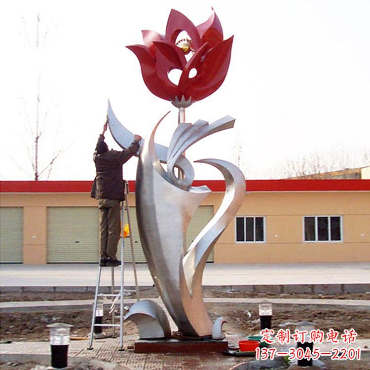 信阳高端定制玫瑰花不锈钢大型雕塑