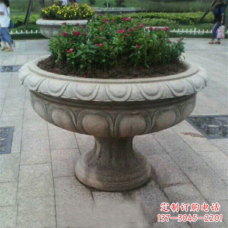 信阳中领雕塑:精美花岗岩公园石雕花盆