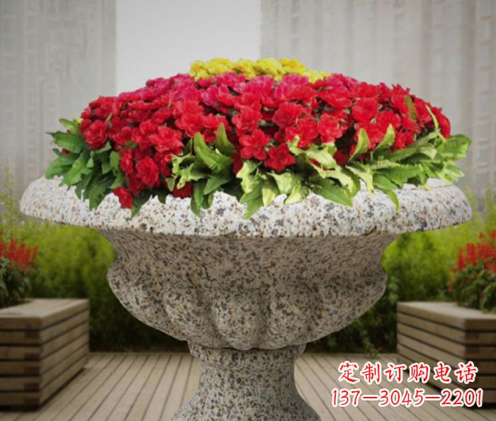 信阳中领雕塑精美花岗岩花盆小区石雕