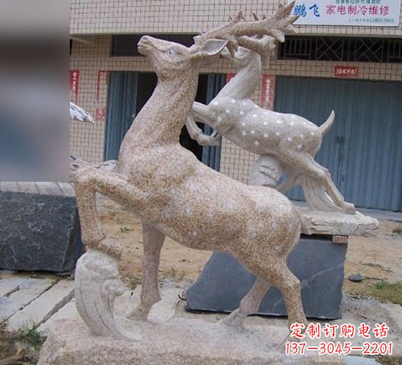 信阳花岗岩梅花鹿雕塑,象征着美丽的永恒