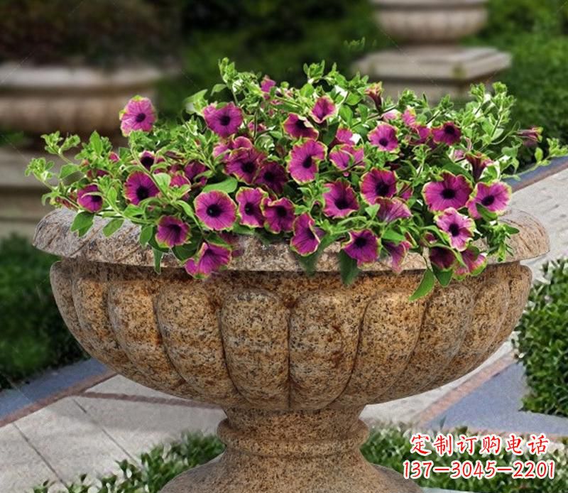 信阳花岗岩小区景观花盆雕塑,添彩美化景观