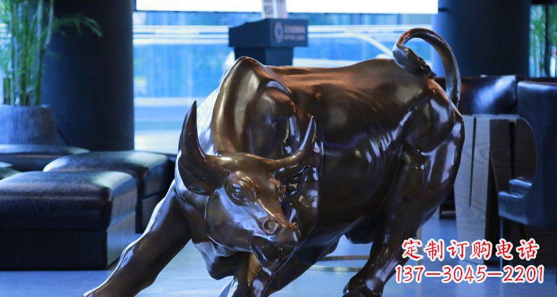 信阳华尔街牛招财铜雕——精美装点空间,招财进宝