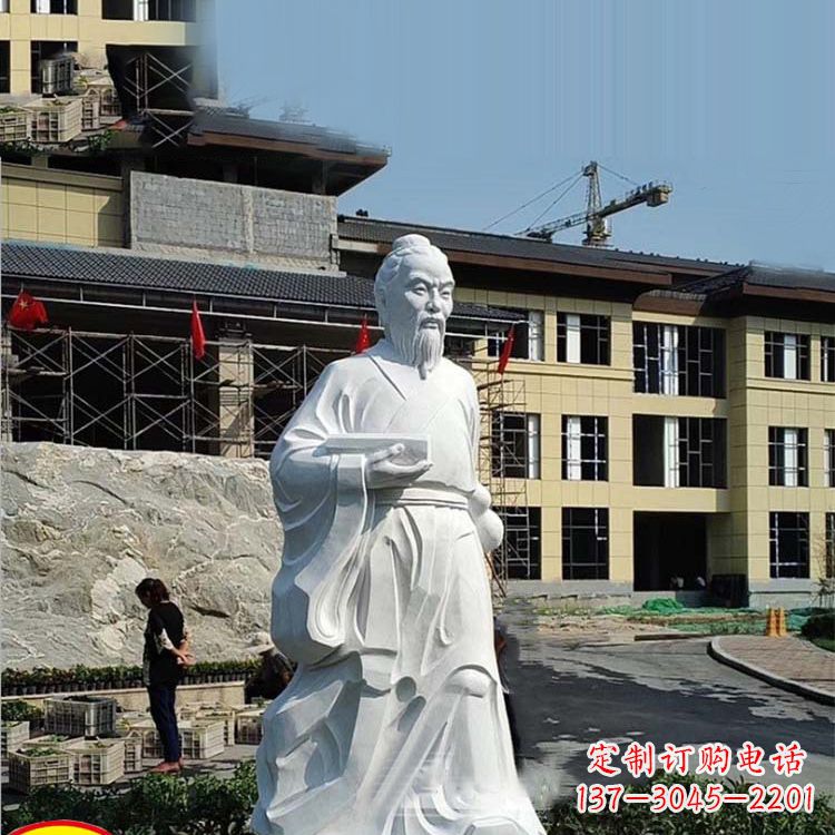 信阳高雅精美的华佗白玉石雕像